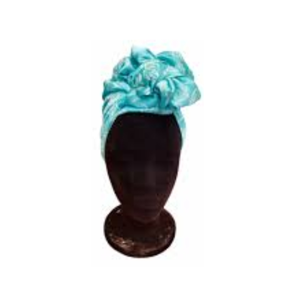 Rollup Couture Pañuelo Pequeño Crepe - Azul Celeste con Rosas Blancas