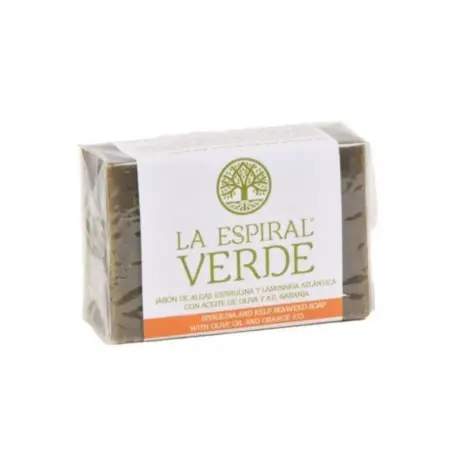 La Espiral Verde Jabón De Algas Espirulina Y Alga Laminaria Atlántica Con Aceite De Oliva Y A.E. De Naranja 100g