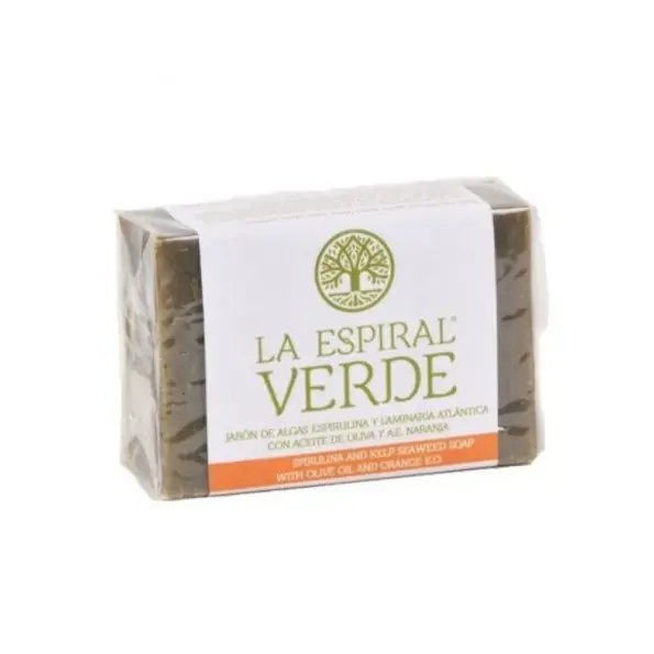 La Espiral Verde Jabón De Algas Espirulina Y Alga Laminaria Atlántica Con Aceite De Oliva Y A.E. De Naranja 100g