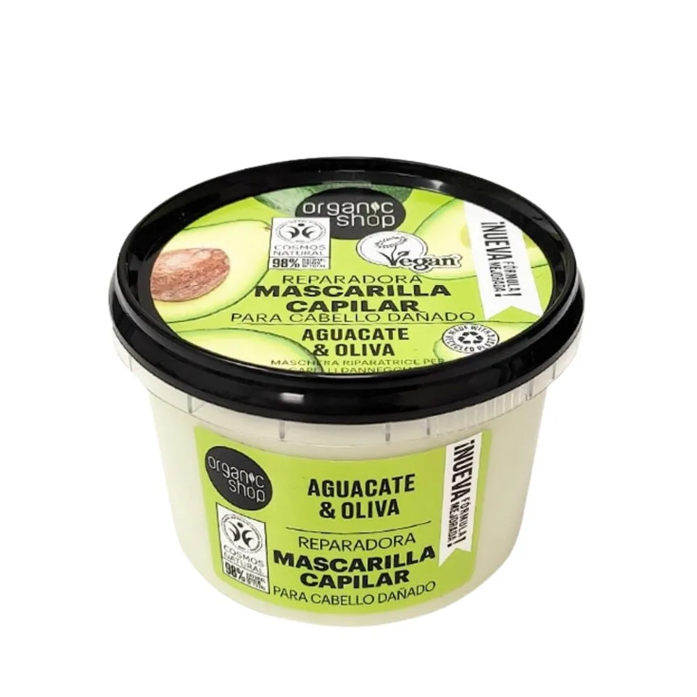 Organic Shop Mascarilla Capilar Reparadora Cabello Dañado con Aguacate y Oliva 250ml
