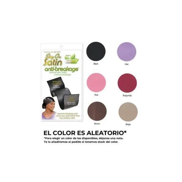 Stay On Satin Anti-Breakage Gorro Satén Black Wrap Scarf 7879